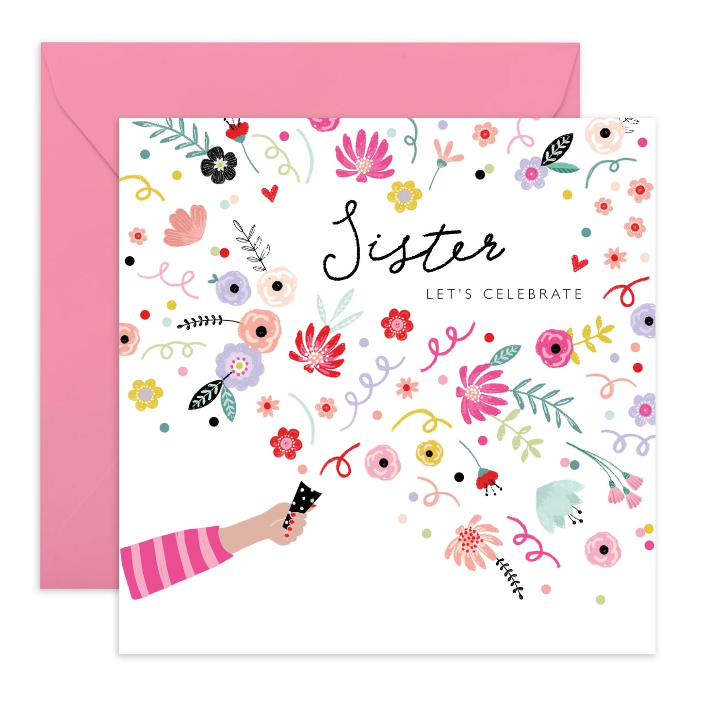 Celebration Card For Sister - Sweet Heartfelt Gifts For Her - Elegant Sister Birthday Cards For Women Female Siblings - Fabulous Floral Cards And Envelopes - Comes With Fun Stickers By Central 23
