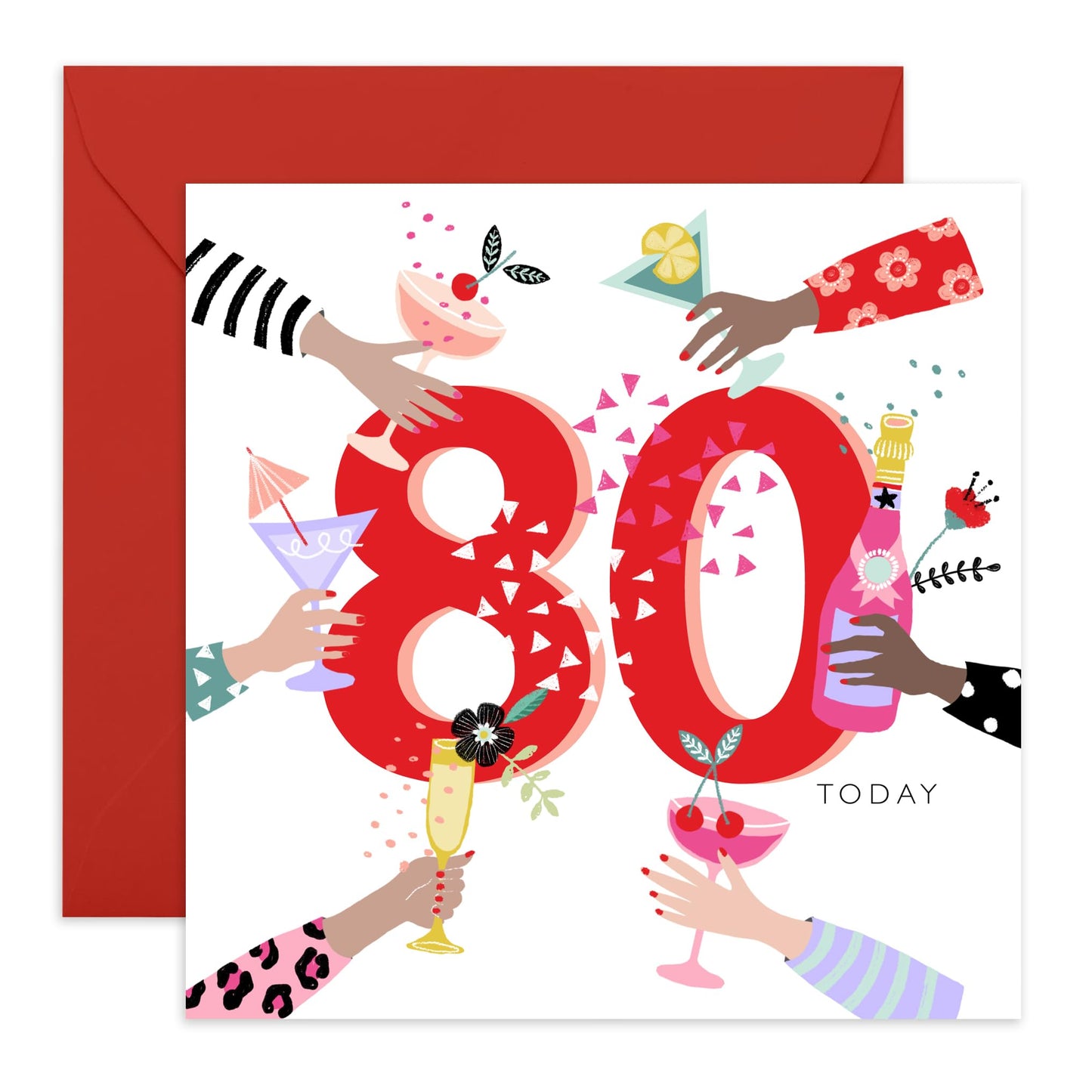 80th Birthday Card Women - 80TH DRINKS - Grandmother Birthday Greeting Card - Birthday Card - Happy Eightieth Birthday Card Grandma - Gifts For Grandmum - Her - Comes With Fun Stickers By Central 23