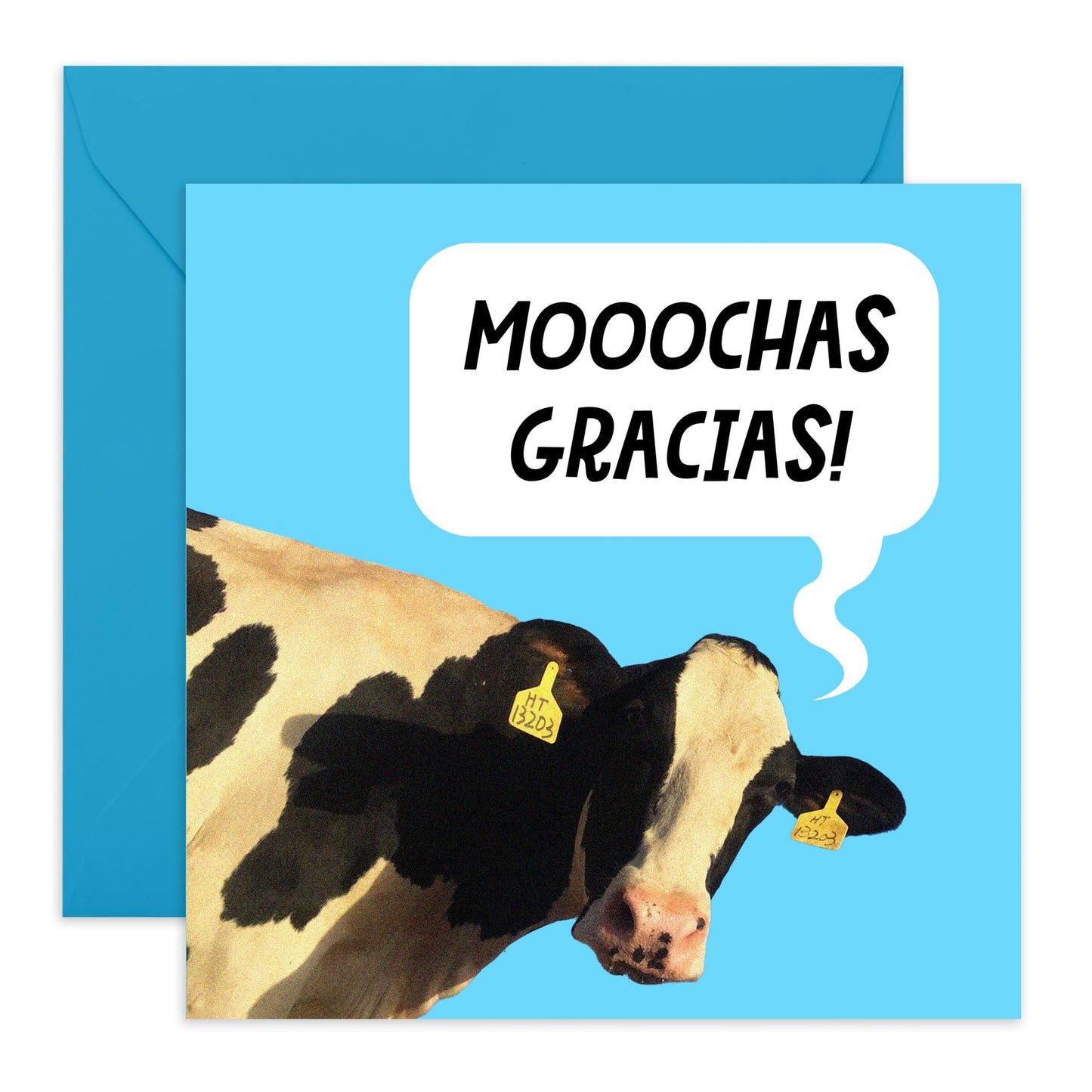 Greeting Card - 'MOOCHAS GRACIAS COW' - Perfect for Saying Thank You with a Fun and Farm-Fresh Twist - Ideal for Adding a Lighthearted Touch to Your Appreciation - Comes With Stickers By Central 23