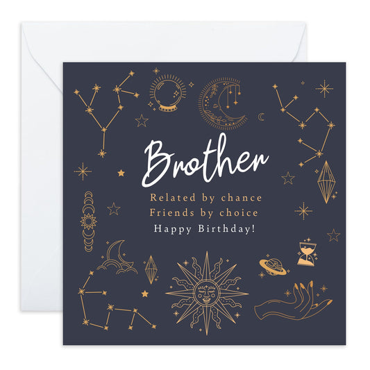 Birthday Greeting Card - 'BROTHER, FRIENDS, CHOICE' - Perfect for Celebrating a Special Day with Love and Laughter - Ideal for Super Brothers Siblings Best Buddies - Comes With Stickers By Central 23