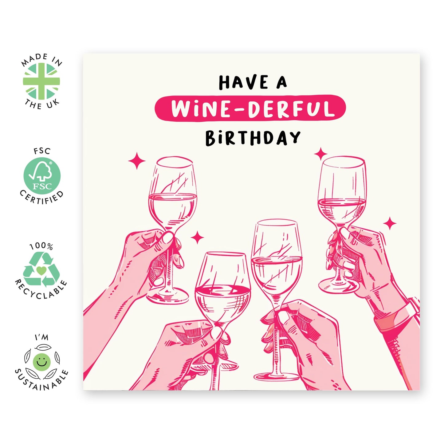Birthday Card - 'WINE-DERFUL BIRTHDAY' - Perfect for Celebrating Wine Lovers on Their Special Day - Ideal for Friends, Family, or Anyone Who Enjoys a Toast to Life - Comes With Stickers By Central 23