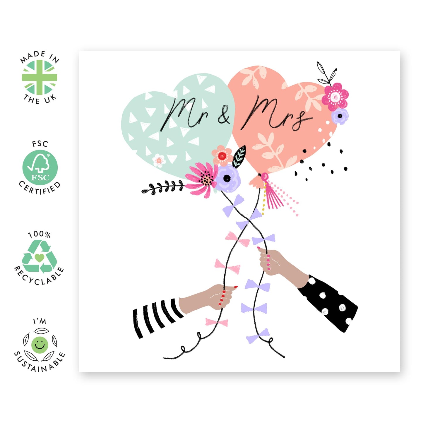 Engagement Card For Fiancé - Balloons Mr And Mrs - Congratulations Card For Men Women - Valentines Day Cards Boyfriend Girlfriend Men Women - From Best Friend - Comes With Stickers By Central 23