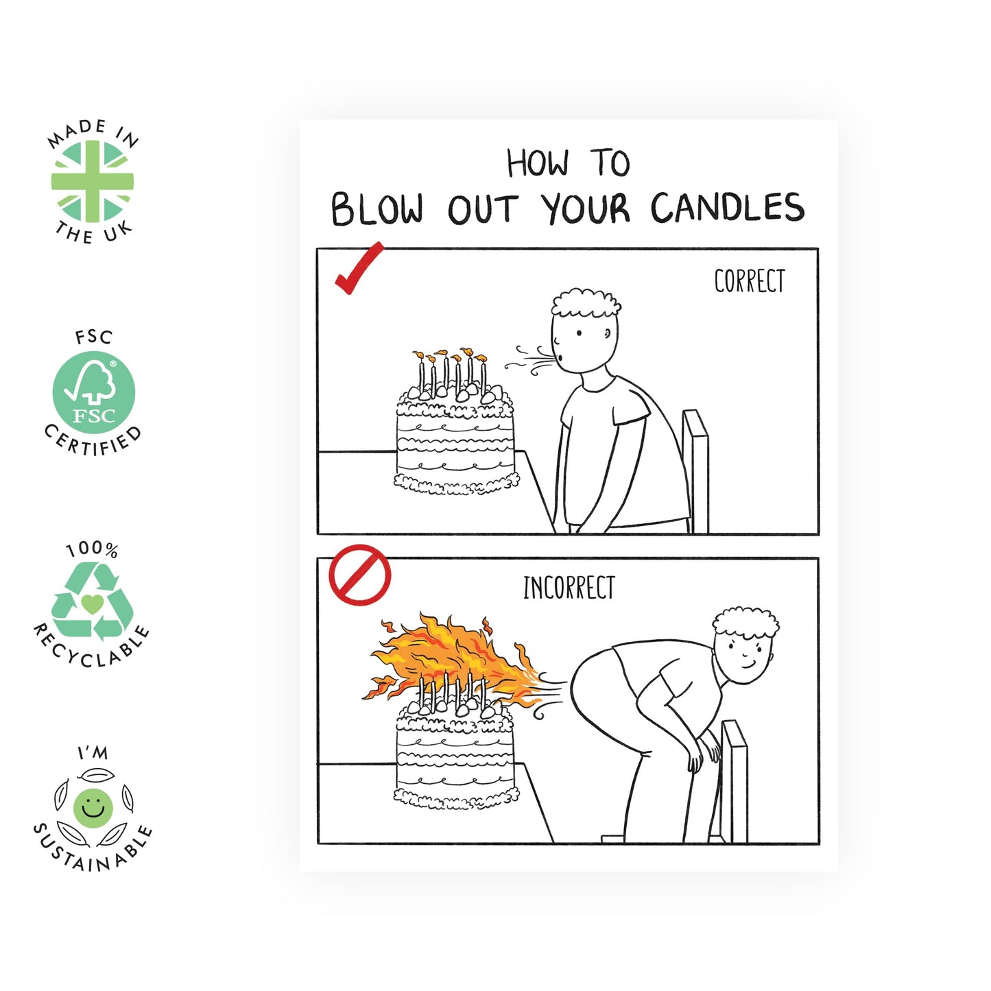Hilarious Animation Birthday Card - 'How To Blow Out Your Candles' - Gifts for Friends, Brother, Colleagues, Co-worker, BFF, Him, Cousin, Boys, Guys - Correct Way- Comes with Fun Stickers