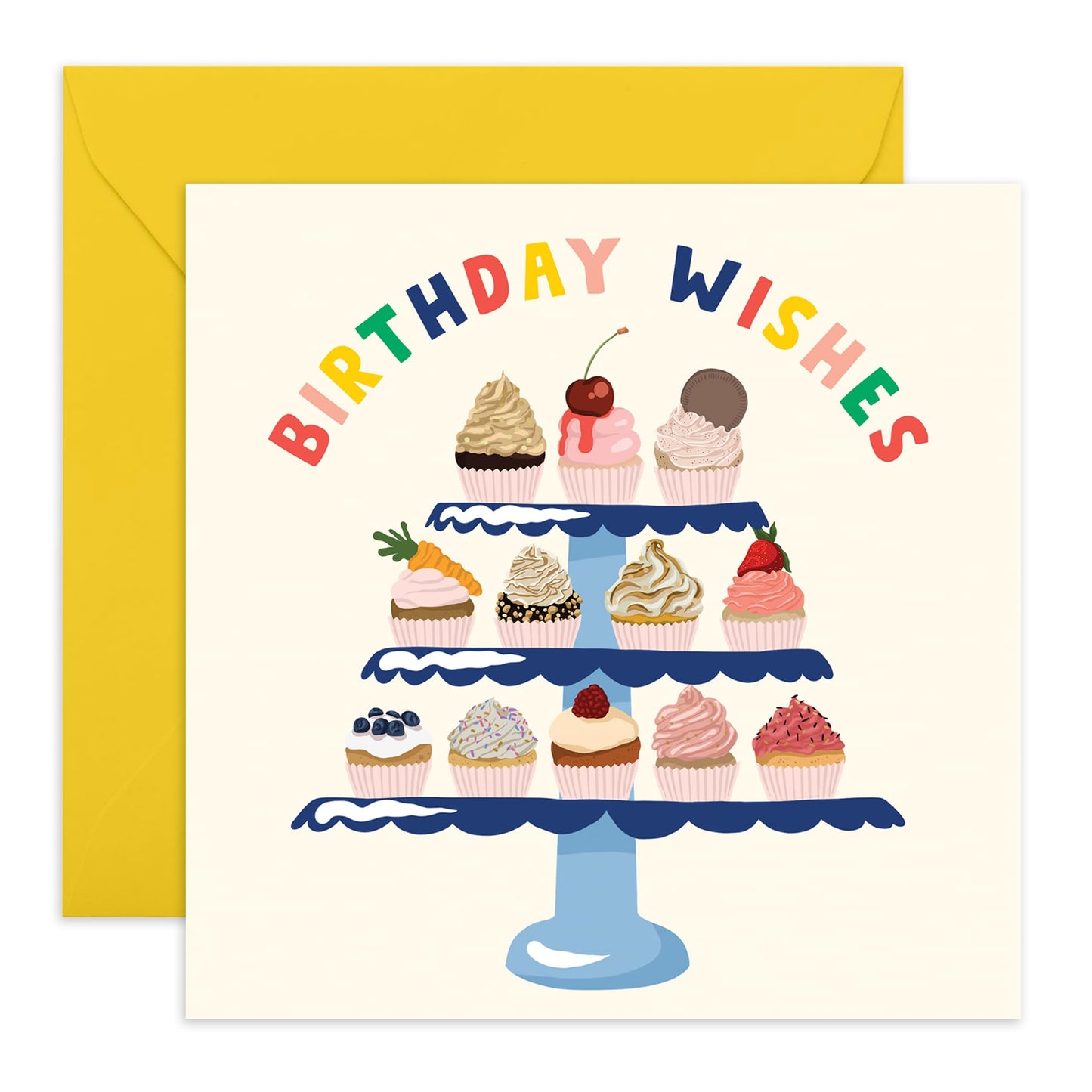 Happy Birthday Card - Birthday Wishes - Cupcake - Cute Greeting Cards For Son Daughter Nephew Niece - Granddaughter Birthday Card For Girls And Boys - Comes With Stickers By Central