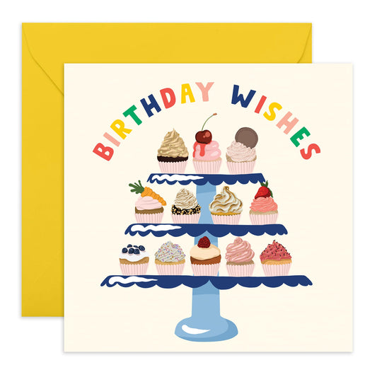Happy Birthday Card - Birthday Wishes - Cupcake - Cute Greeting Cards For Son Daughter Nephew Niece - Granddaughter Birthday Card For Girls And Boys - Comes With Stickers By Central