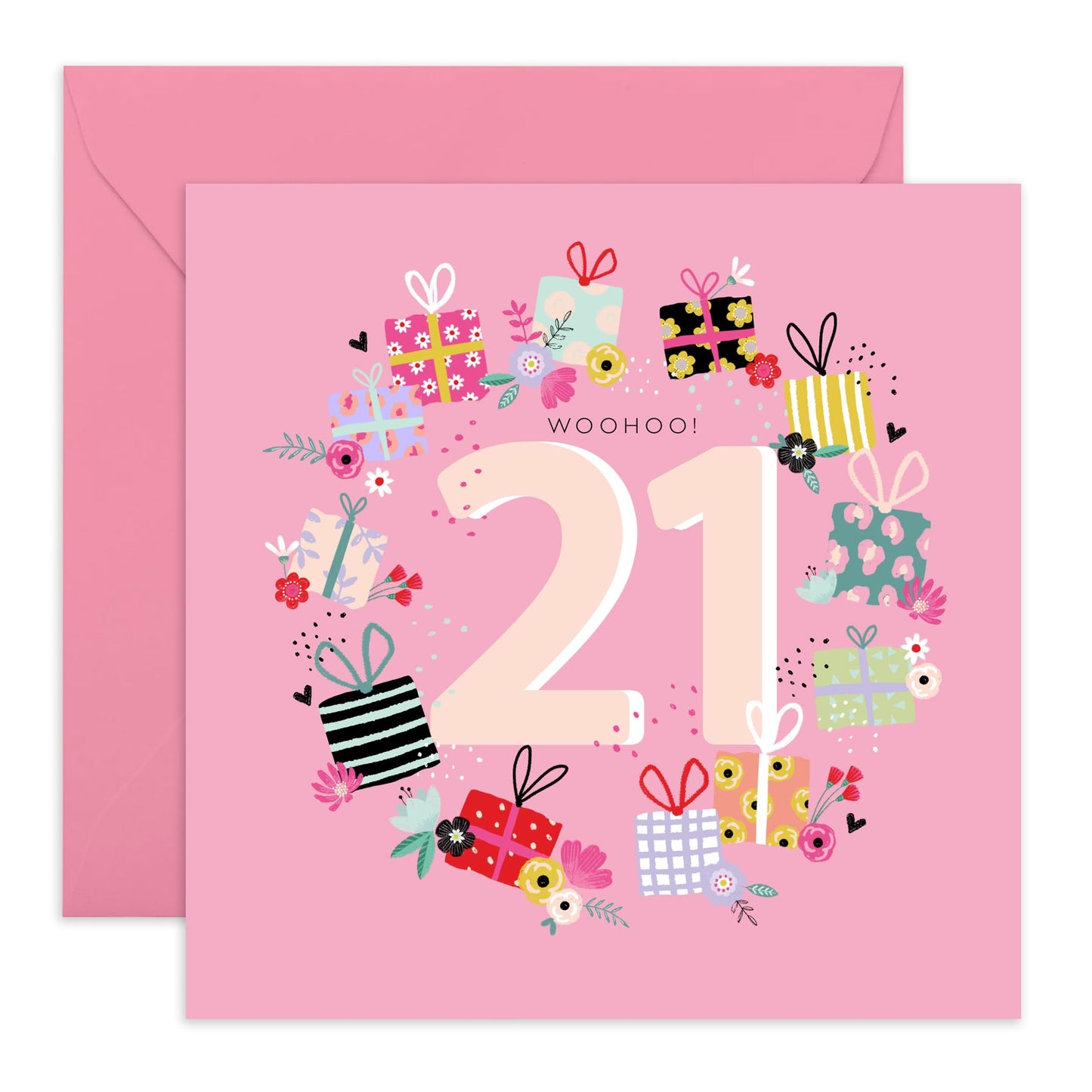 Floral Birthday Card For Her - Fabulous 21st Presents - Happy Twenty-first Birthday Card - Gifts For Daughter Niece - From Mum Dad - Happy 21st Birthday Cards - Comes With Fun Stickers By Central
