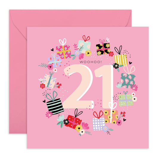 Floral Birthday Card For Her - Fabulous 21st Presents - Happy Twenty-first Birthday Card - Gifts For Daughter Niece - From Mum Dad - Happy 21st Birthday Cards - Comes With Fun Stickers By Central