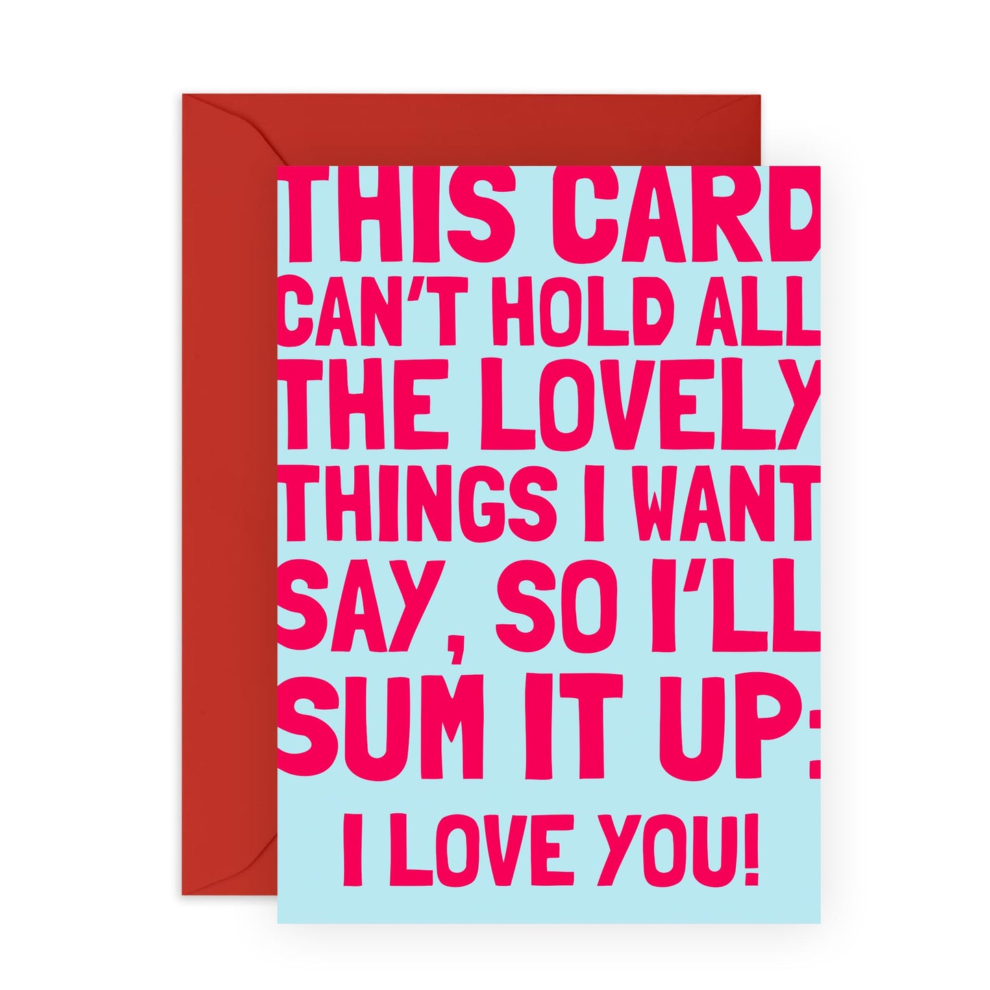 Sweet Love & Anniversary Card - 'Sum It Up I Love You' - Gifts for Wife, Husband, Girlfriend, Boyfriend, Him, Her, Partner, Married Couples - Red - Comes with Fun Stickers
