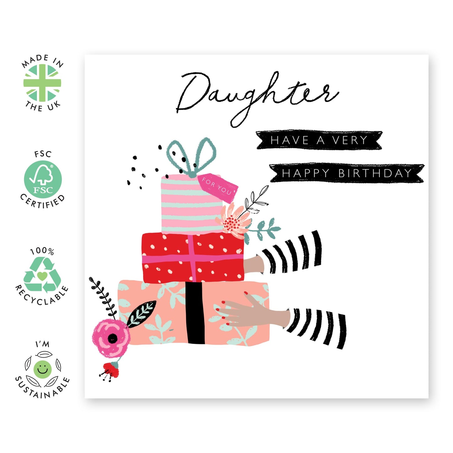 Daughter Birthday Cards For Her - Happy Birthday Greeting Cards For Girls Female - Celebration Gifts For Women - Comes With Cute Stickers By Central 23