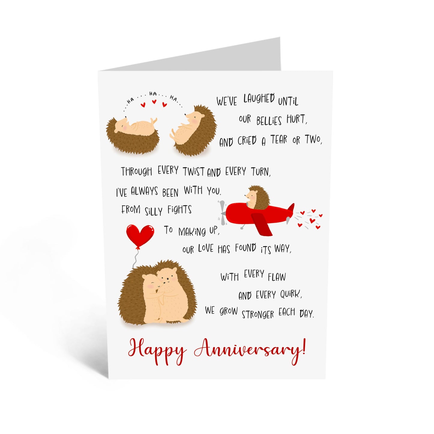 Greeting Card - 'HEDGEHOG LOVE ANNIVERSARY POEM' - Perfect for Celebrating Your Special Day with Adorable Hedgehog Charm - Ideal for Your Wife Husband Anniversary - Comes With Stickers By Central 23