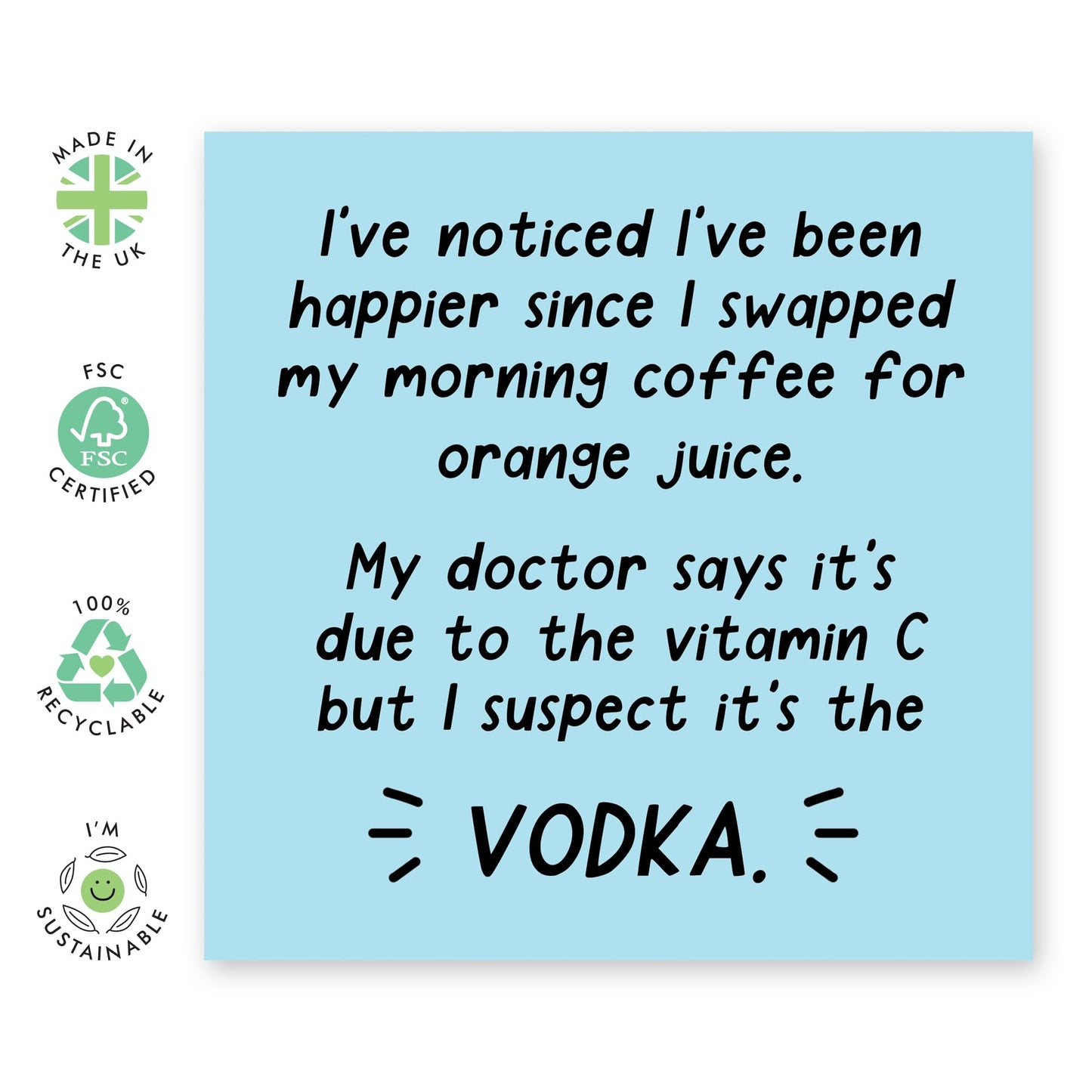 Funny Birthday Card For Women Men - Morning Orange Juice Vodka - Sass Banter Humour - Mum Birthday Card - Dad Greeting Cards - Gifts For Him Her Grandma Nan - Comes With Cute Stickers By Central 23