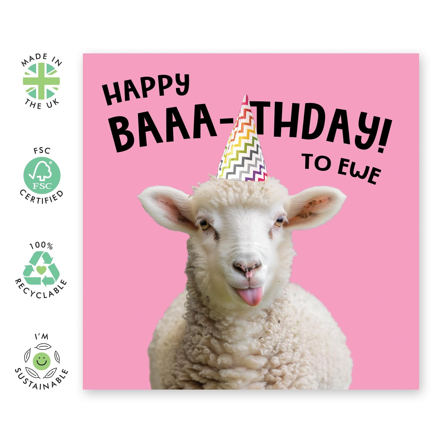 Birthday Cards Funny - 'Happy Birthday To Ewe' - Birthday Cards For Friends - Puns Jokes - Humourous Greeting Cards For Women Men - Sheep Gifts For Him Her - Comes With Cute Stickers By Central 23
