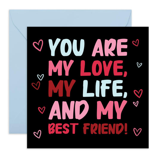 Greeting Card - MY LOVE MY LIFE MY BEST FRIEND - Perfect for Celebrating the Special Bond You Share - Ideal for Expressing Affection & Appreciation on Any Occasion - Comes With Stickers By Central 23