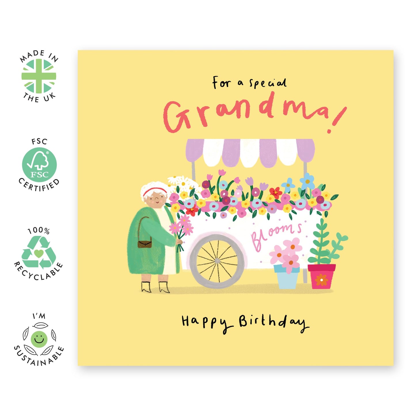 Happy Birthday Grandma Card - For A Special Grandma - Grandma Birthday Card For Women - Floral Gifts For Grandmother Nana Granny - Comes With Cute Stickers By Central 23