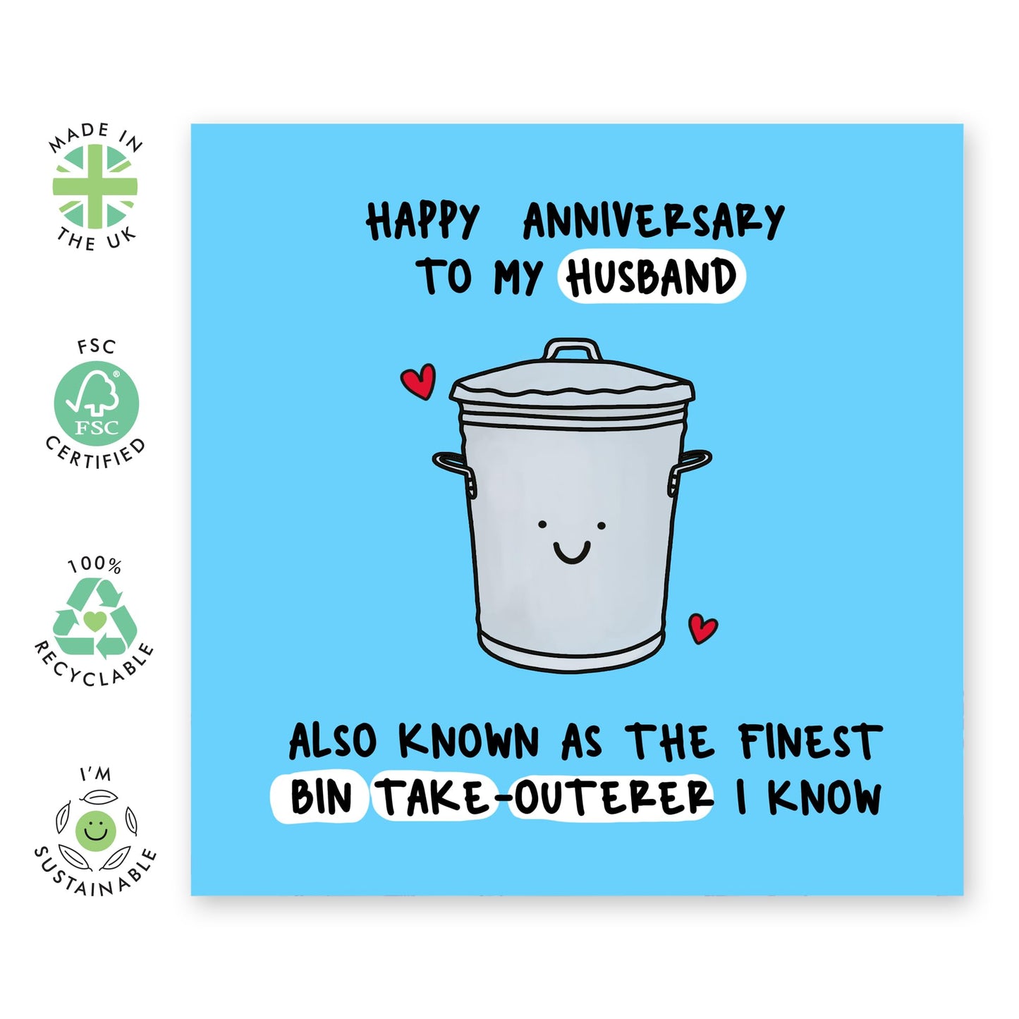 Anniversary Card - 'HUSBAND BIN ANNIVERSARY' - Perfect for Celebrating Your Amazing Husband with Fun - Ideal for Couples Looking to Cherish Their Love and Memories - Comes With Stickers By Central 23