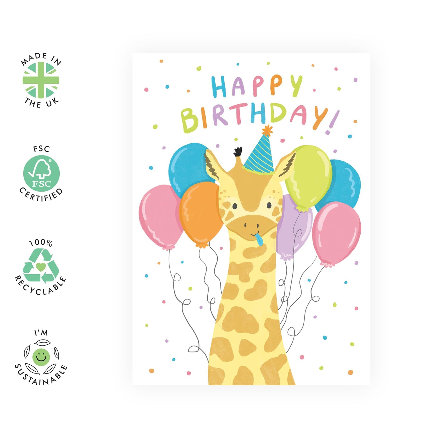 Happy Birthday Daughter Card - Cute Giraffe Balloons - Greeting Cards Birthday For Kids Boys Girls Son Nephew Niece - Celebration Gifts For Him Her - Comes With Stickers By Central 23