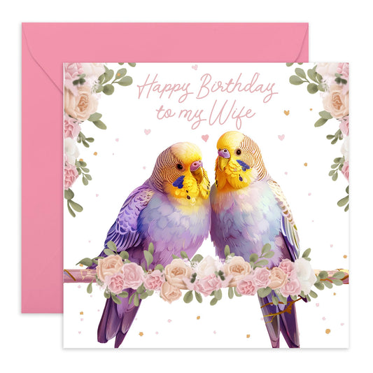Sweet Happy Birthday Card - 'To My Wife' - Cute Messages for Wives, Partners, Married Couples - Thank You and I Love You - Comes with Fun Stickers