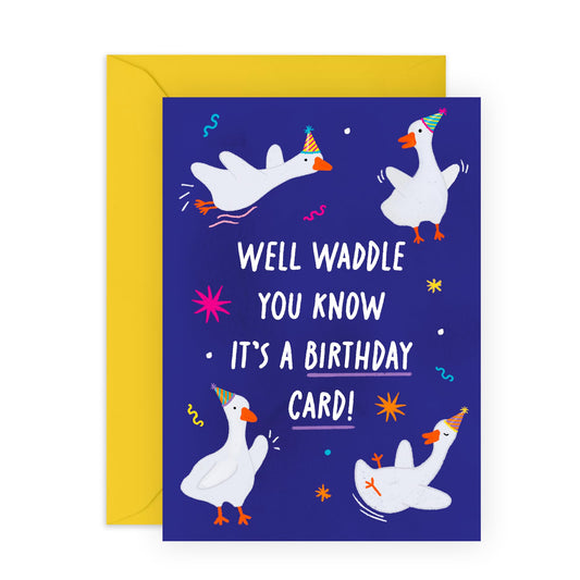 Birthday Cards For Men Women - Waddle You Now Birthday - Happy Birthday Card Brother Sister - Gift For Friend - Comes With Fun Stickers By Central 23