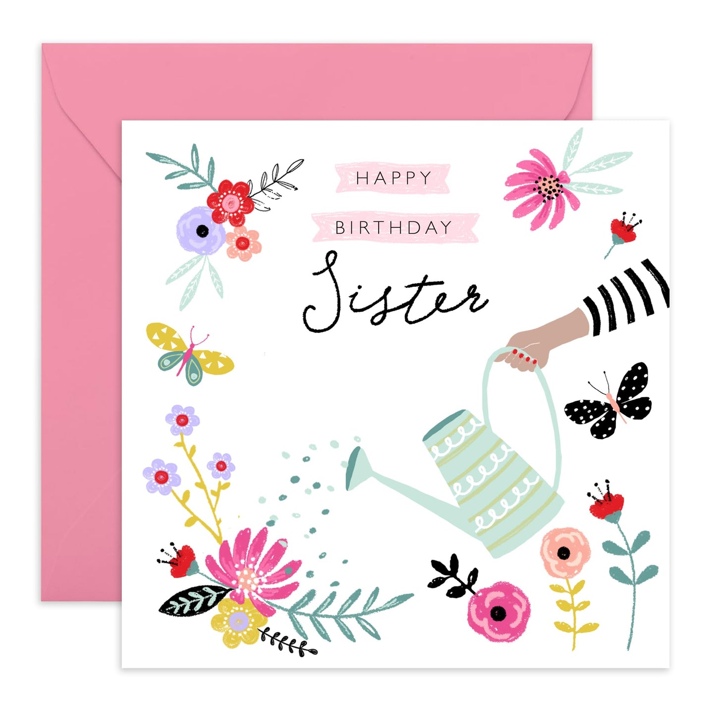 Happy Birthday Sister Card For Women - Celebration Greeting Cards And Envelopes - Elegant Gifts For Her - Pretty Floral Cards For Female Sibling - Comes With Fun Stickers By Central 23