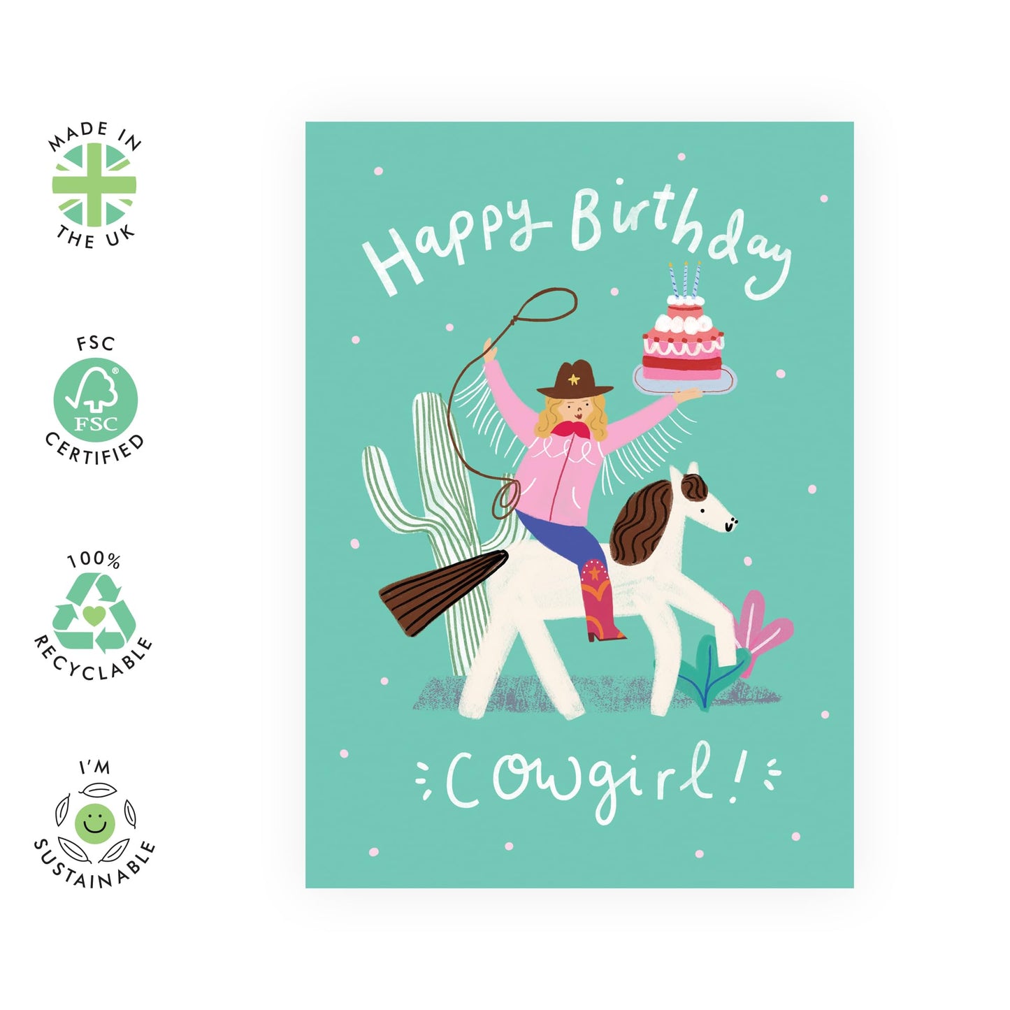 Birthday Card for Country Girls - 'HBD Cowgirl' - Gifts for Her, Women, Wife, Sister, Coleagues, Mum, Grandma - Rodeo - Comes with Fun Stickers