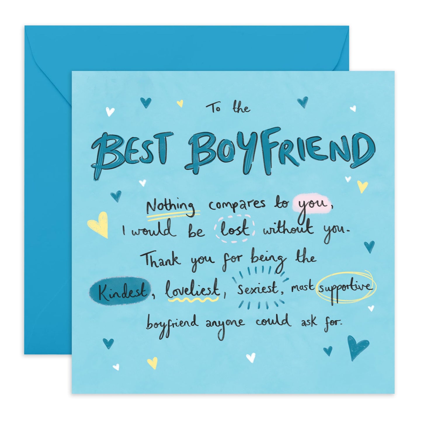 Birthday Card For Boyfriend - To The Best Boyfriend Sweet Words - Wedding Anniversary Card For Couple Partner - Thank You, I Love You Gifts For Him Men - Comes With Cute Stickers By Central 23