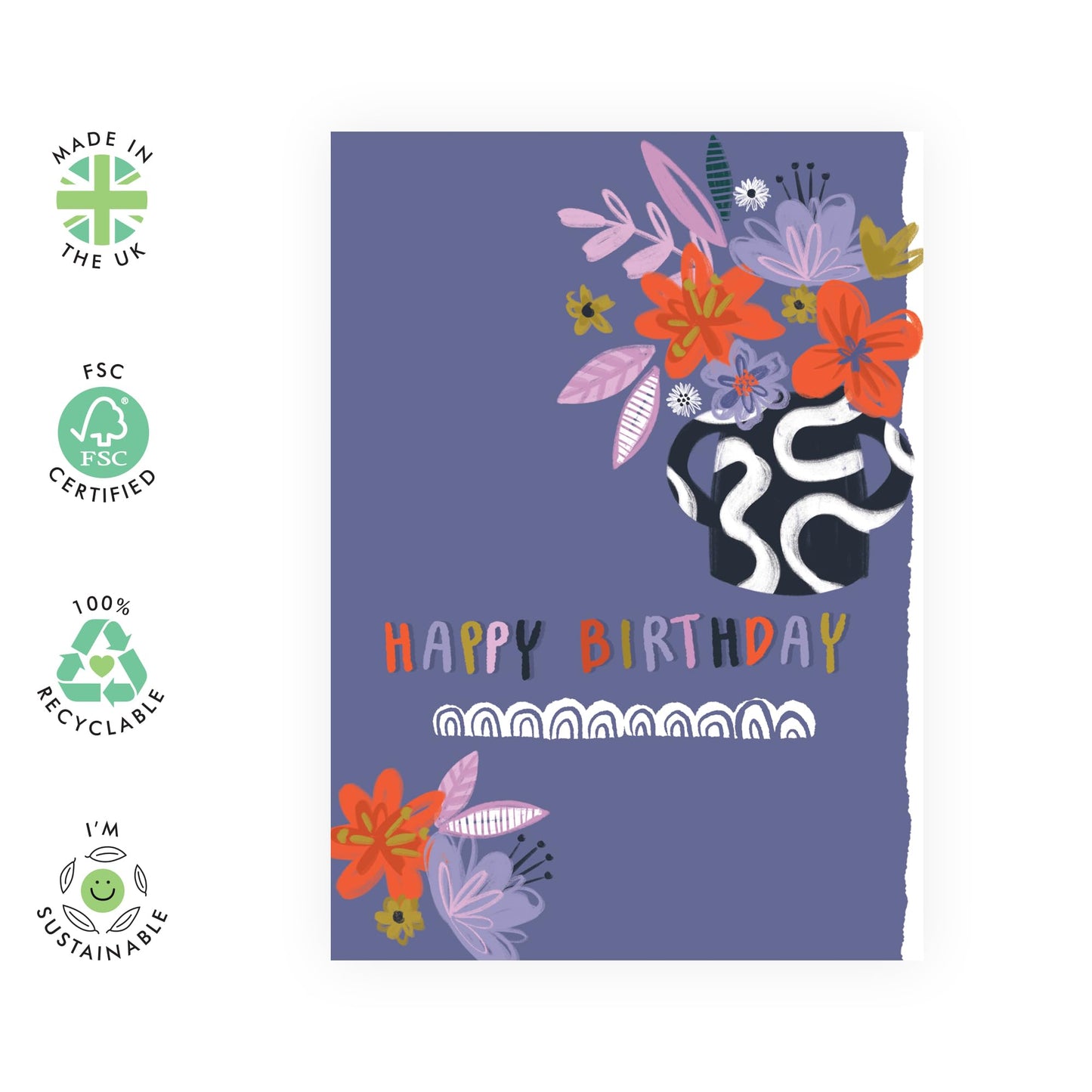 Birthday Card women - Birthday Purple Bouquet - Birthday Card From Men - Pretty Greeting Card For Wife Fiancé - Floral Birthday Card - Gifts For Girlfriend - Comes With Fun Stickers - By Central 23