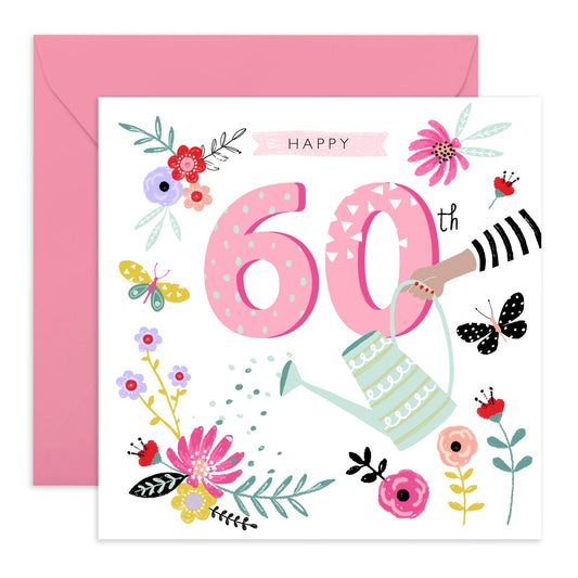 60th Birthday Cards For Women - Sixty Year Old Gifts For Mum Wife Friends - Elegant Nan Birthday Cards For Her - Sixtieth Milestone Cards - Comes With Cute Stickers By Central 23