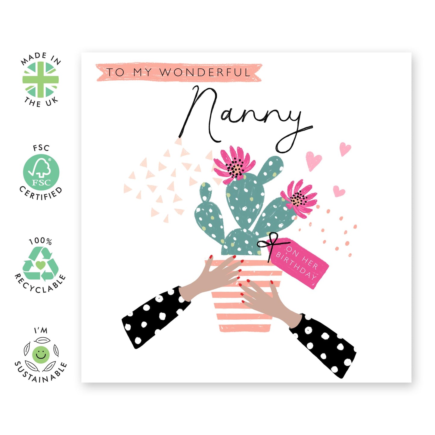 Nanny Birthday Cards - Grandma Gifts For Her - To My Wonderful Nanny On Her Birthday - Greeting Cards For Women Nana Grandmother - Comes With Fun Stickers - By Central 23