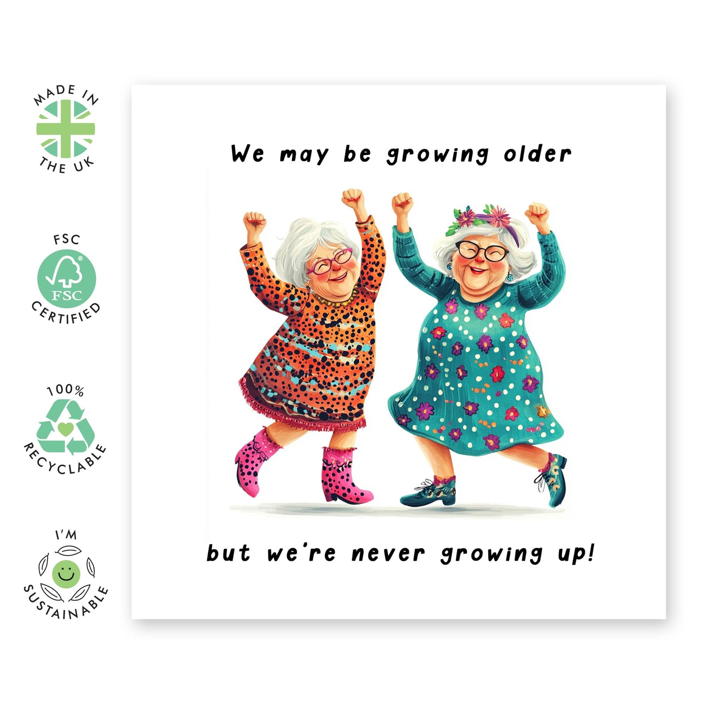 Humorous Birthday Card About Having Fun - 'Maybe Getting Older' - Gifts for Women, Her, Best Friend, Besties, Sister, BFF - Not Growing Up - Comes with Fun Stickers