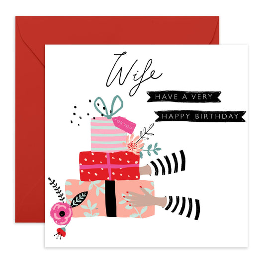 Happy Birthday Card For Wife - I Love You Card For Her - Gifts Presents From Husband - Sweet Wife Gifts For Her Bday - Comes With Cute Stickers By Central 23
