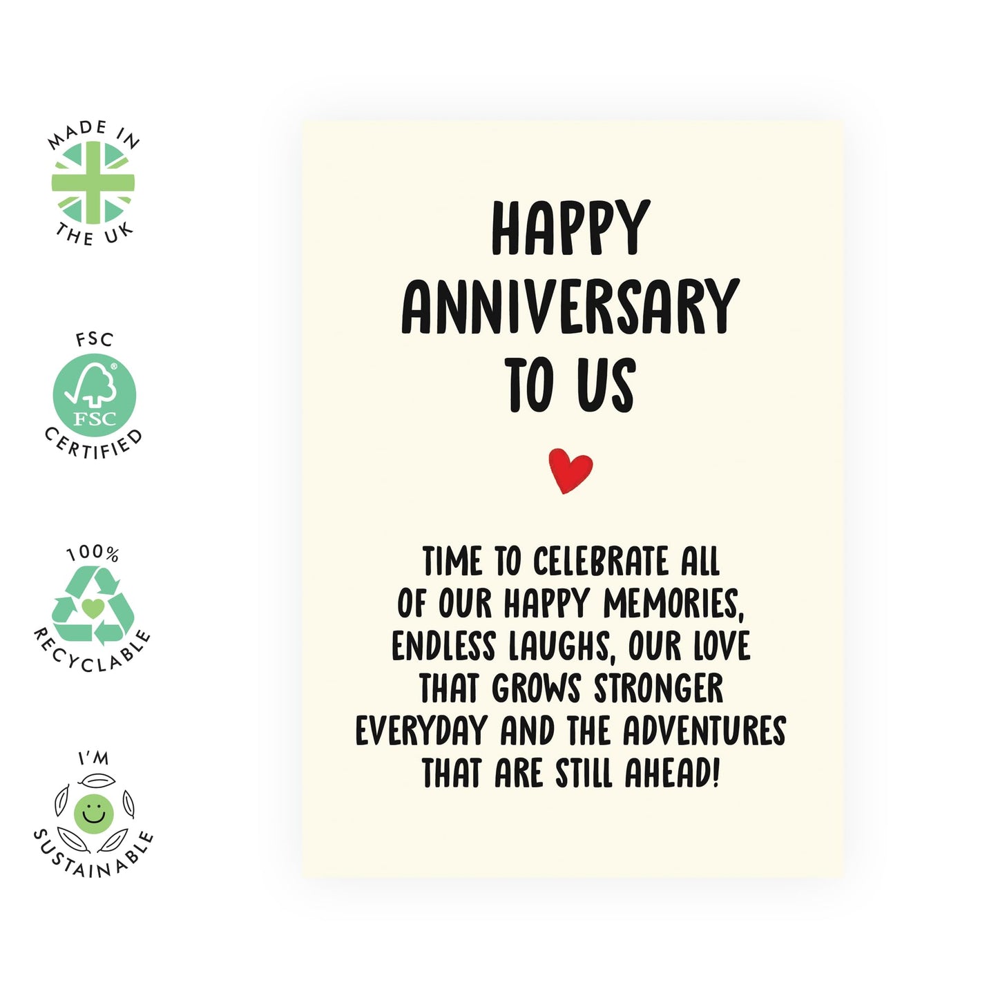 Anniversary Card for Us – Romantic Greeting Card “Anniv To Us” - Gifts for Wife, Husband, Spouse, Partner, Him, Her - Endless Laughs and Growing Love -Comes with Stickers
