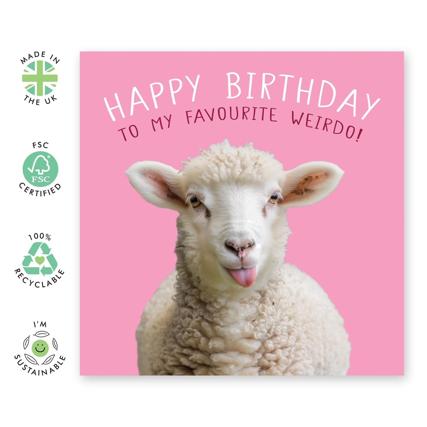 Greeting Card - 'BIRTHDAY FAVOURITE WEIRDO SHEEP' - Perfect for Celebrating with a Fun, Quirky Twist - Ideal for Adding a Touch of Humor and Joy to Any Birthday - Comes With Stickers By Central 23
