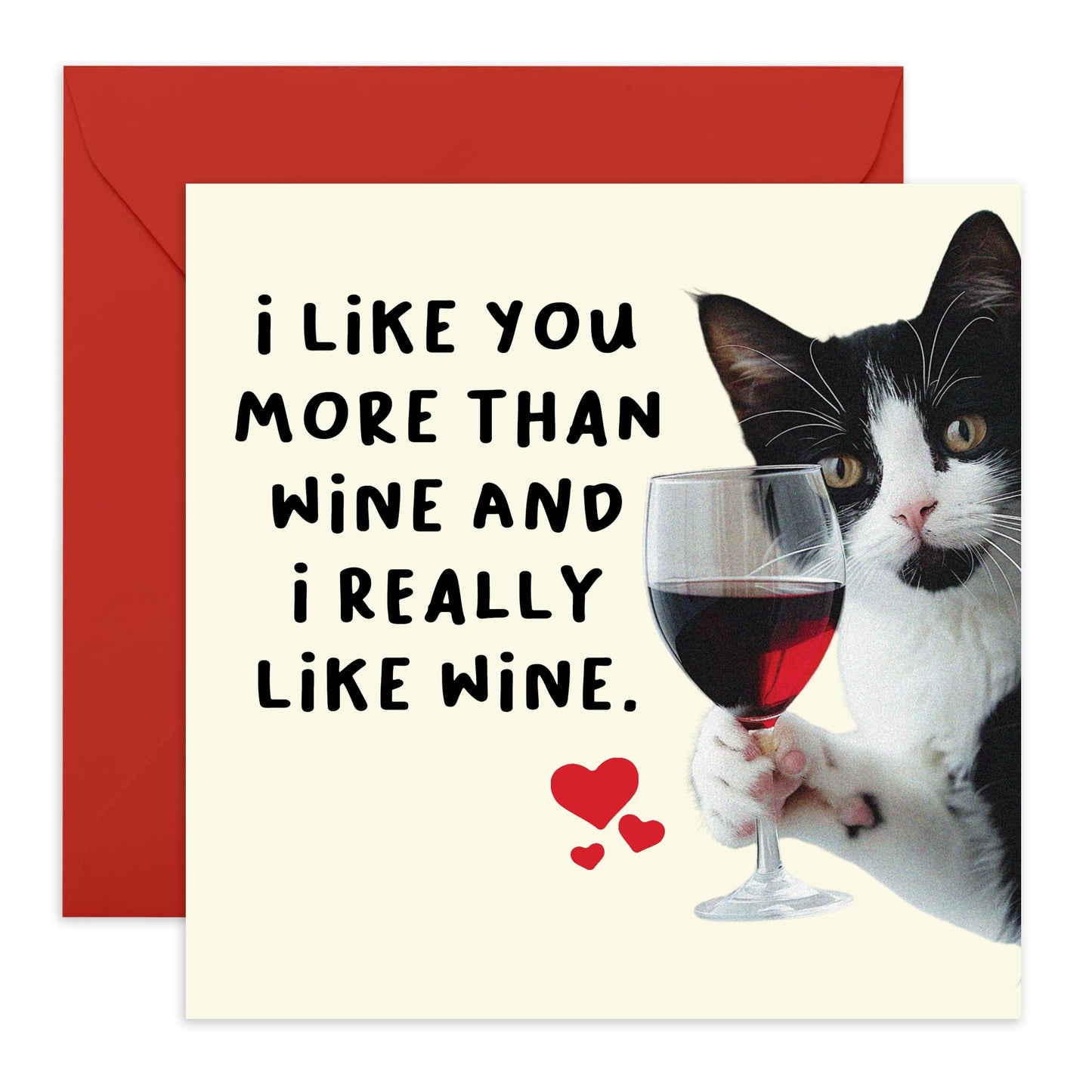 Funny Anniversary & Valentines Card - 'More Than Wine' - Gifts for Husband, Wife, Boyfriend, Girlfriend, Other Half, Couples - Choosing You Over Wine - Comes with Fun Stickers