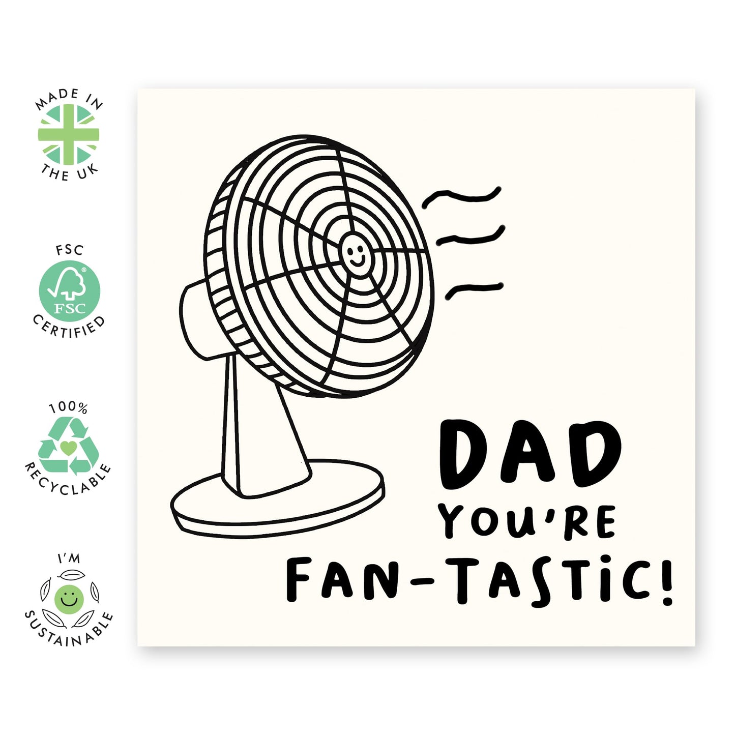 Central 23 Heartfelt Greeting Card - 'DAD, YOU'RE FAN-TASTIC' - For Dads Daddy's Fathers Pops - Funny Gift for Any Occasion - Celebrate His Greatness with a Warm Message - Comes with Stickers