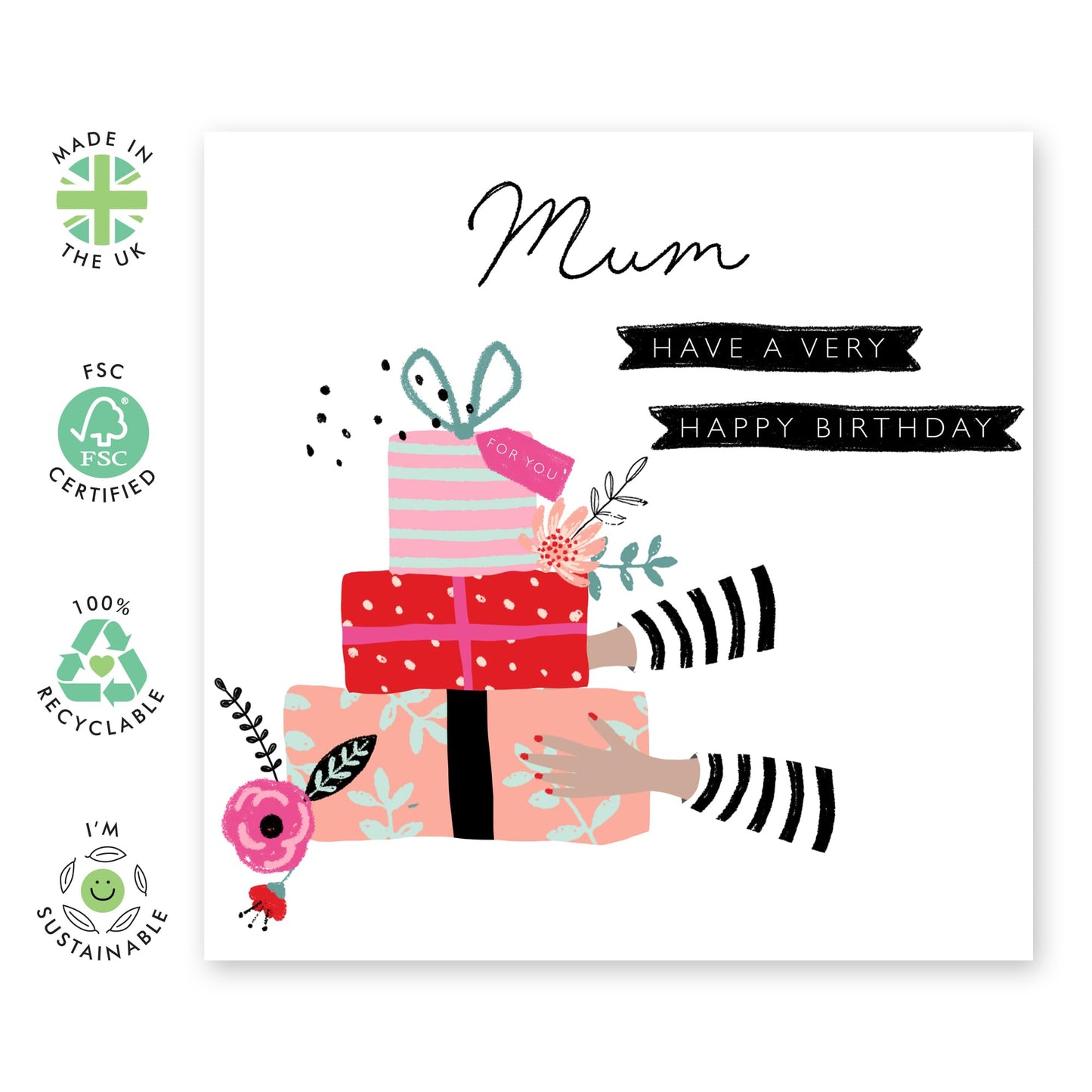 Birthday Card For Mum - Mum Very Happy Birthday Presents - Greeting Cards For Mum - Bday Greeting Card For Mummy - Birthday Card For Mother From Son Daughter - Comes With Fun Stickers - By Central 23