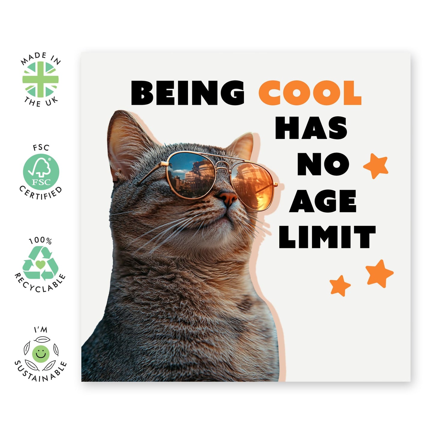 Funny Birthday Cards For Men - Being Cool Has No Age Limit - Dad Birthday Cards - Brother Birthday Card - Hilarious Gifts For Him Cat Mum And Dad Fur Parents - Comes With Cute Stickers By Central 23