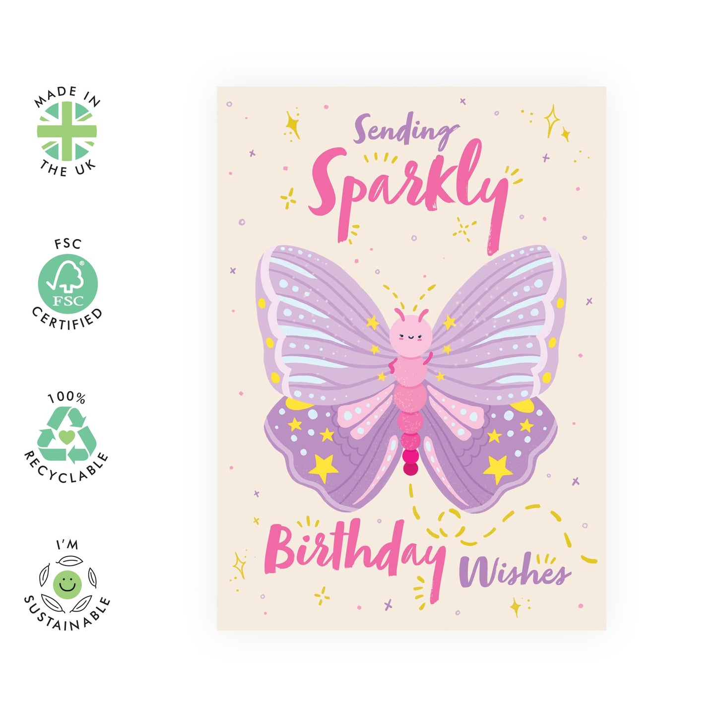 Birthday Cards For Daughter - Sparkly Butterfly Birthday Wishes - Baby Milestone Cards - Greeting Cards For Girls Female - Celebration Gifts For Her - Comes With Stickers By Central 23