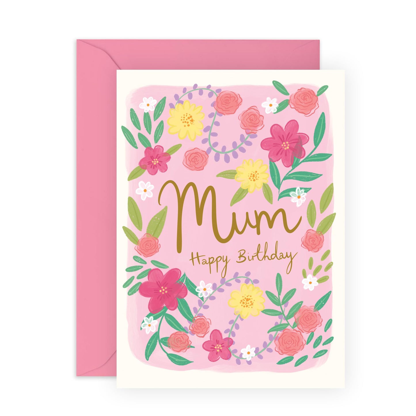 Flowers Birthday Card - 'Mum Birthday Floral' - Gifts for Mother, Mummy, Mama, Ma, Her From Kids, Children, Son, Daughter, Family - Beautiful Flowers- Comes with Fun Stickers