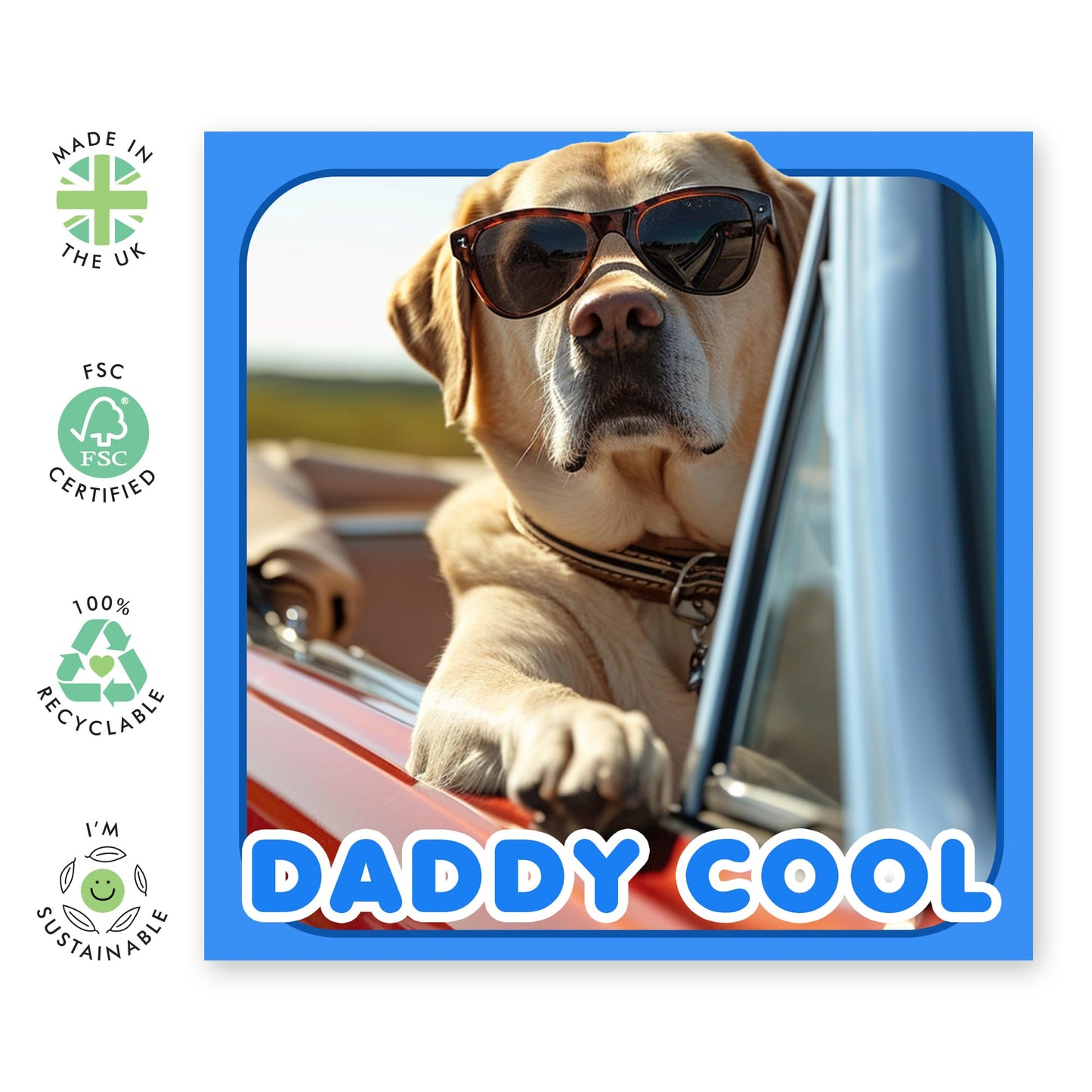 Cool Fathers Day Card - 'Dad Cool' - Gift for Dad, Father, Husband, Uncle, Grandad, Friends, Hubby, Old Man - Comes with Fun Stickers