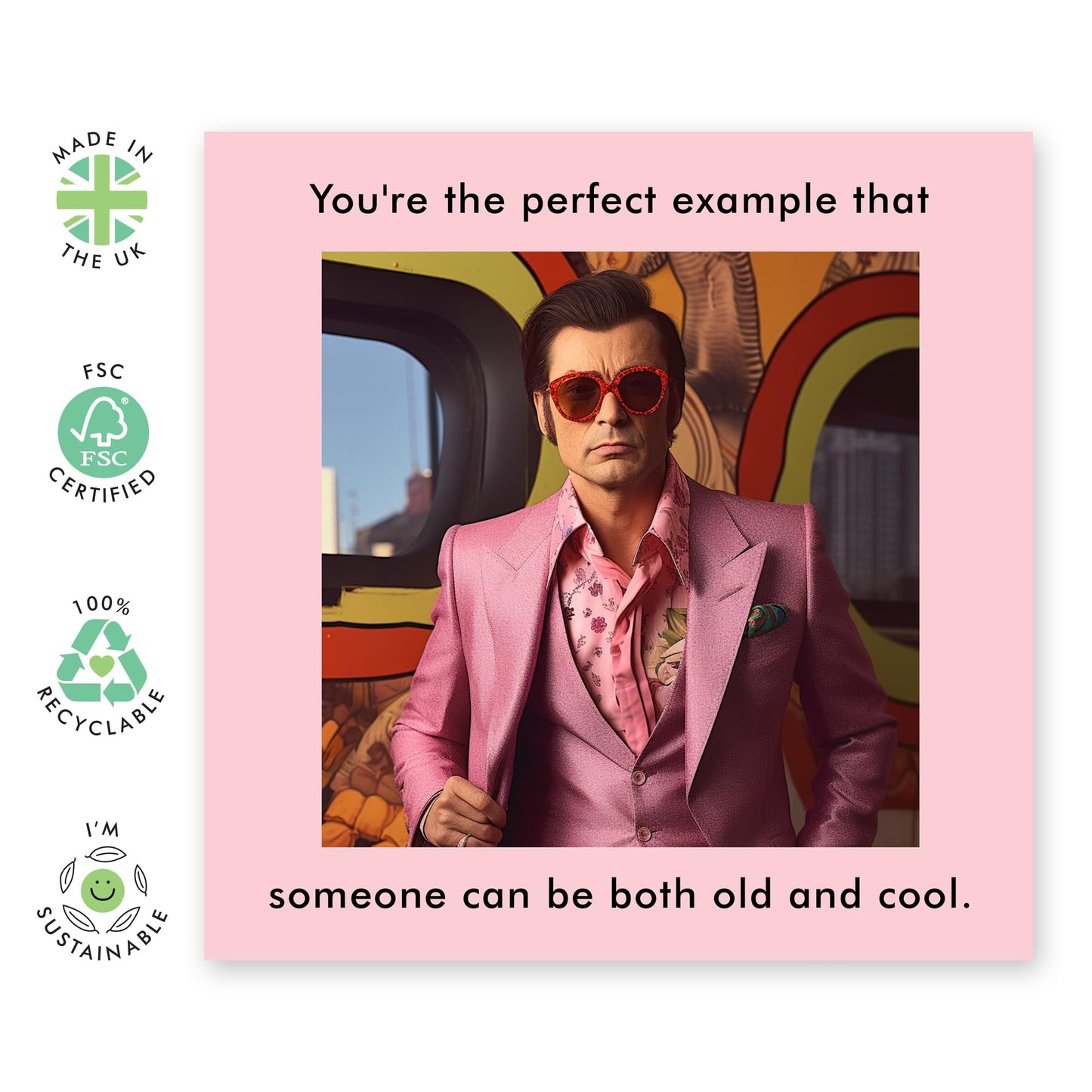 Cool Birthday Card For Him - 'Old And Cool' - Gifts for Men, Husband, Uncle, Grandpa, Friends - Looking Handsome - Comes with Fun Stickers