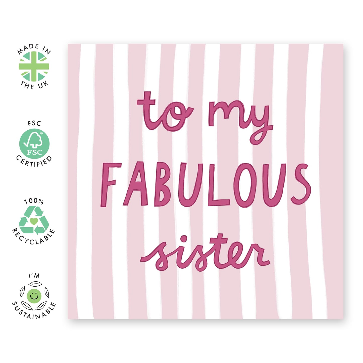 Fab Birthday Card - 'To My Fabulous Sister' - Gifts for Sisters, Siblings, Family, Step Sis, In-Law - Enjoy your day - Comes with Fun Stickers