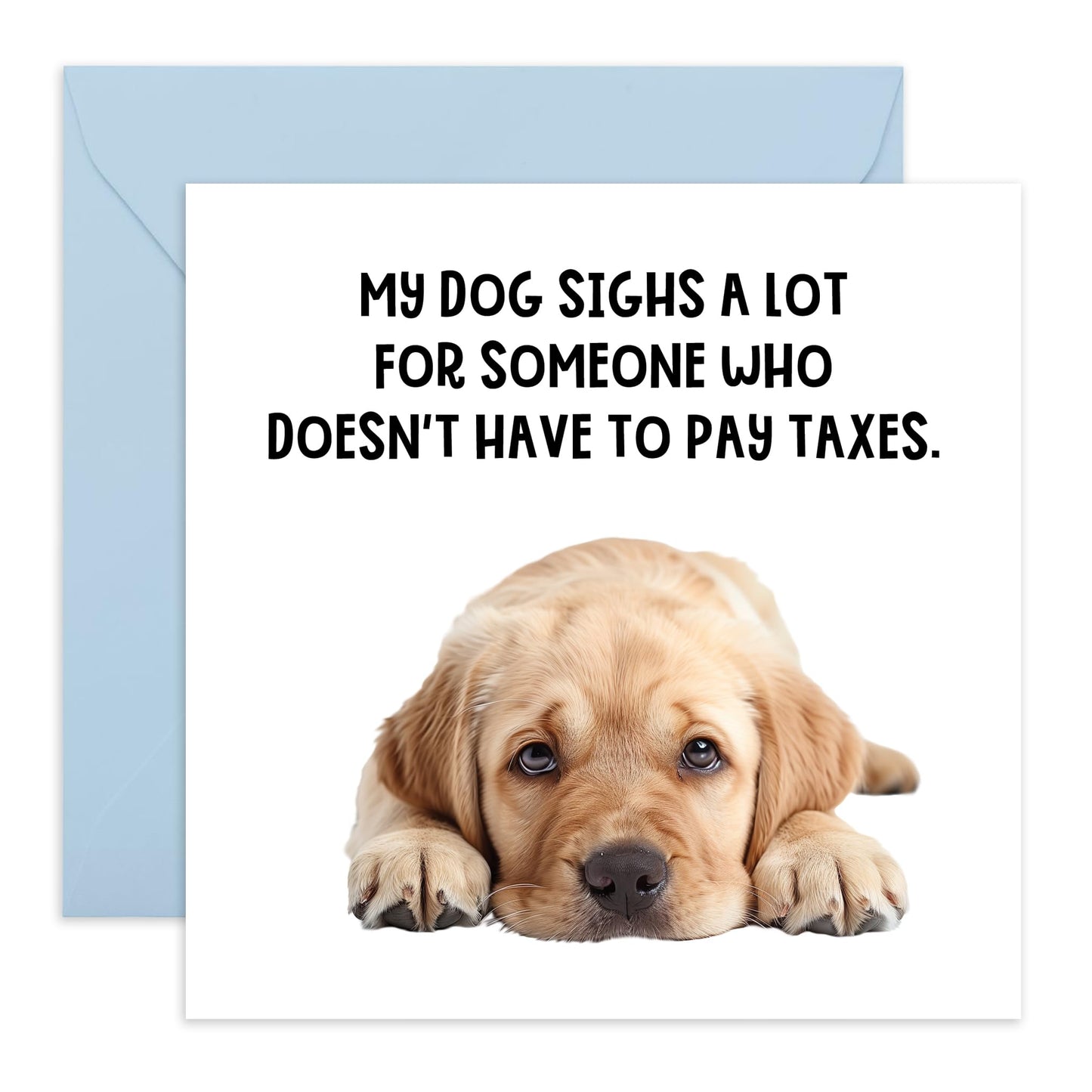 Greeting Card - 'DOG SIGHS DOESN'T PAY TAXES' - Perfect for Any Occasion with a Humorous Twist and Quirky Design - Ideal for Adding a Fun Touch to Celebrations - Comes With Stickers By Central 23