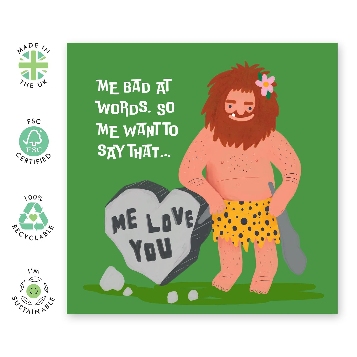 Funny Birthday Cards For Women - Me Love You Caveman - Anniversary Card For Wife Girlfriend Fiancee - Valentines Day I Love You Gifts For Her - Comes With Stickers - By Central 23