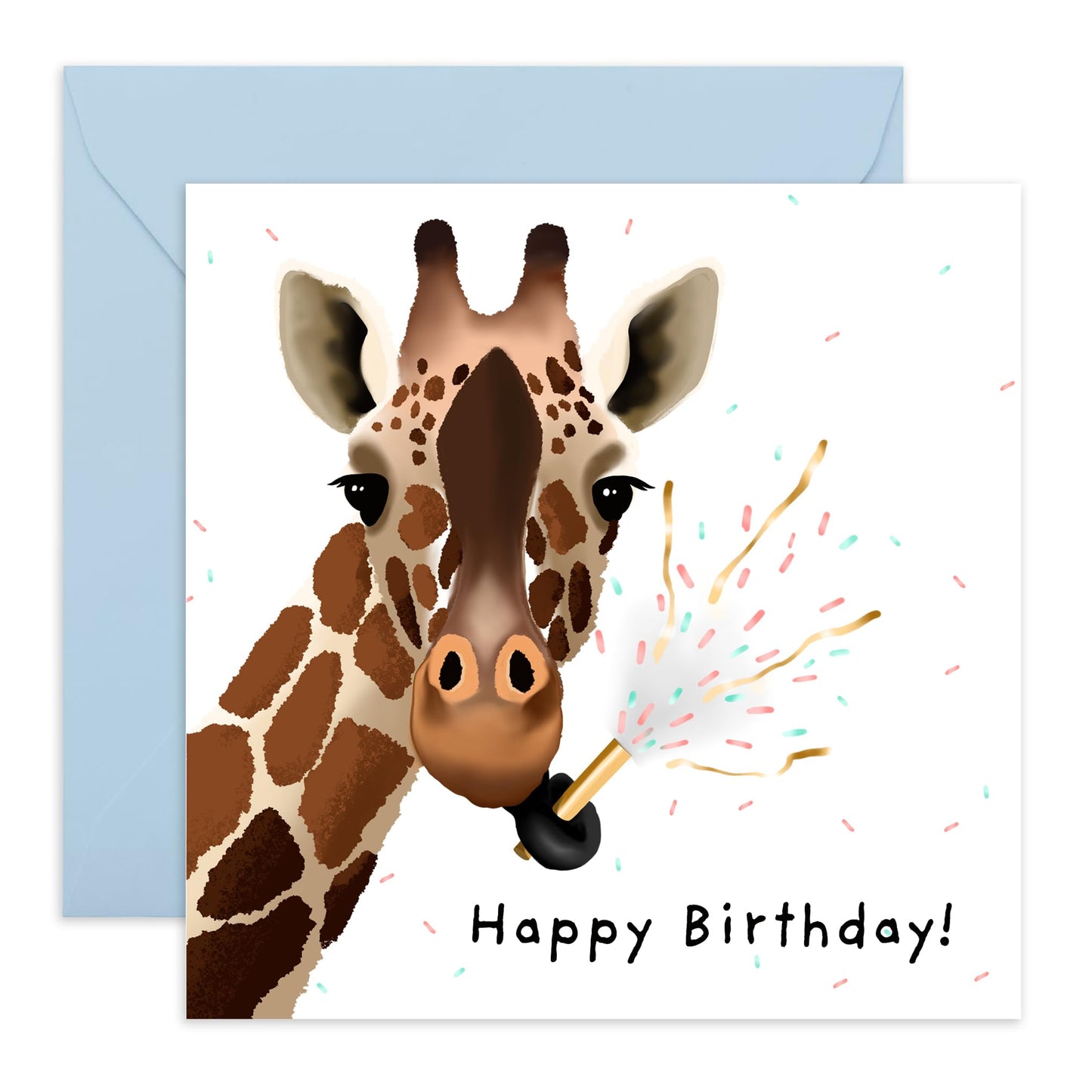 Birthday Party Card - 'Giraffe Birthday' - Gifts for Her, Him, Wife, Husband, Bestie, BFF, Friends, Her, Kids, Children - Zoo Animals - Comes with Fun Stickers