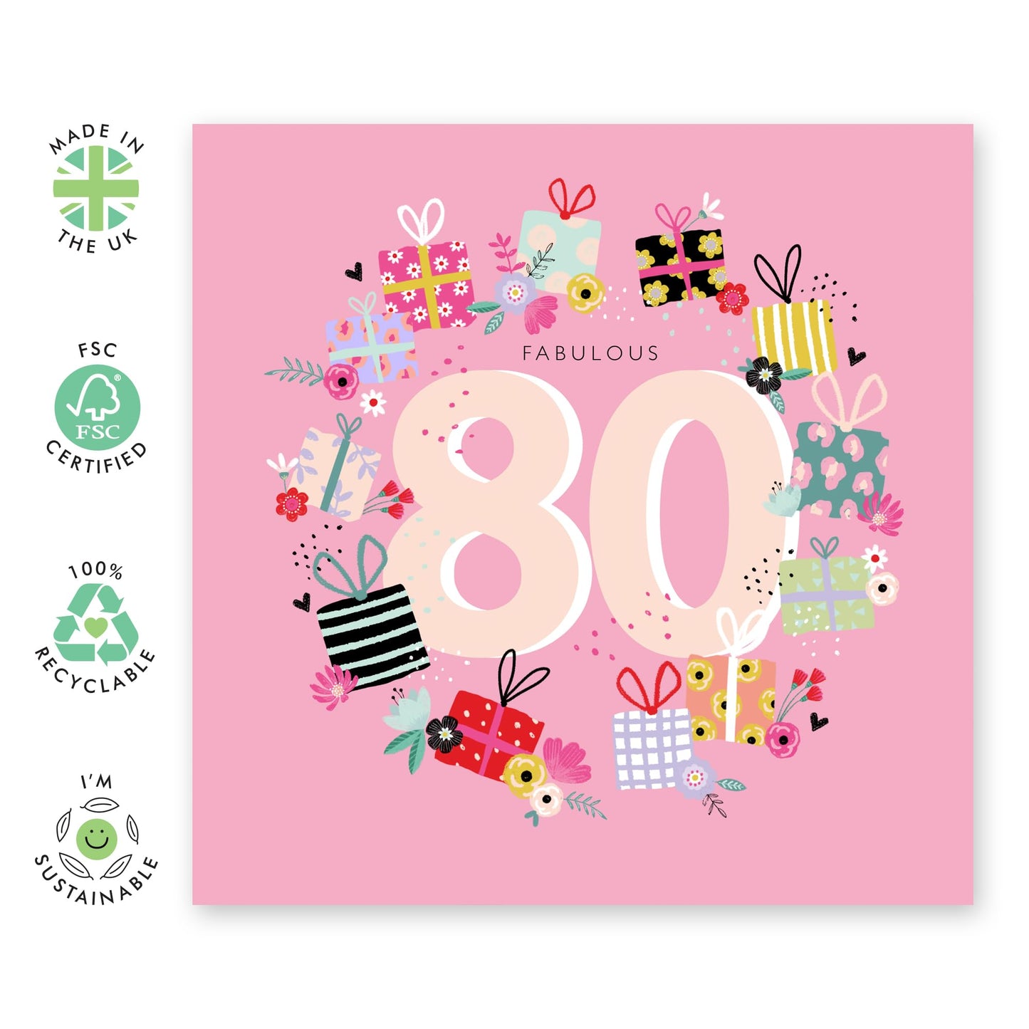 80th Birthday Card For Grandma - Fabulous 80th Presents - Grandmother Birthday Greeting Card - Gifts For Her - Happy Eightieth Birthday Cards Grandmother - Comes With Fun Stickers By Central 23