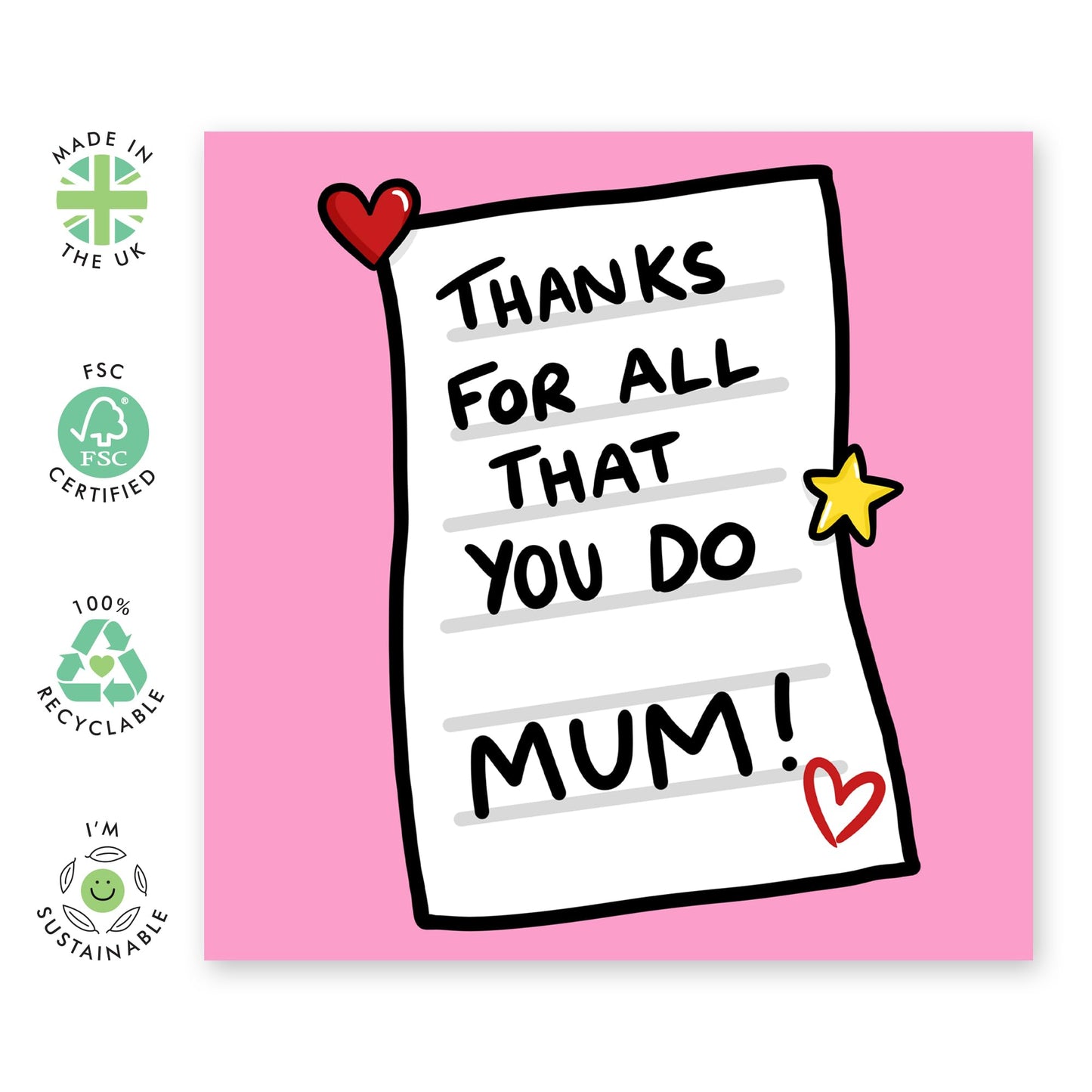 Mum Birthday Card - Thanks For All That You Do - Thank You Cards For Mothers Day - Appreciation Cards For Mummy Mama Mother From Daughter Or Son - Heartfelt Letter to Her -Comes With Stickers