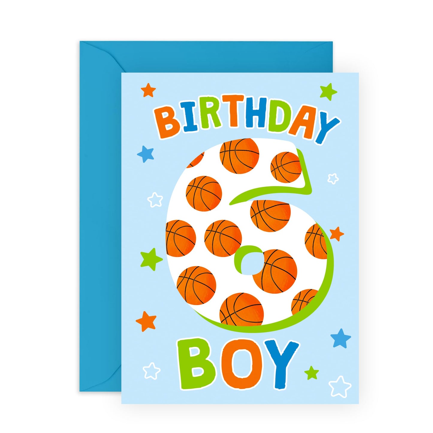 Happy 6th Birthday Card for Boys Girls - Basketball Greeting Cards Age Six - Sixth Birthday Cards For Kids Toddler - Milestone Gifts for Him Her 6 Year Old - Comes With Cute Stickers By Central 23