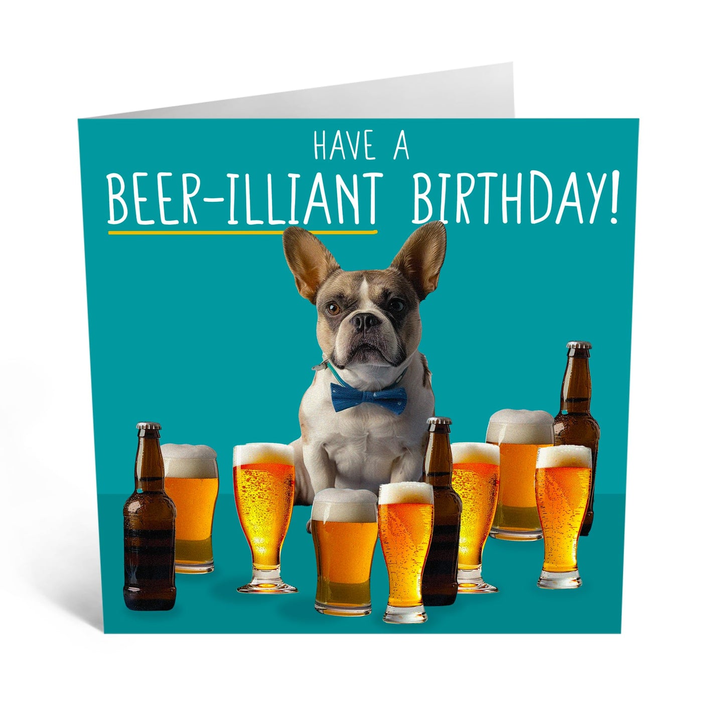 Birthday Greeting Card - 'BEER-ILLANT DOGS' - Perfect for Celebrating with a Beer-Themed Twist and A Dog Design - Ideal for Adding a Touch of Humor to Any Birthday - Comes With Stickers By Central 23