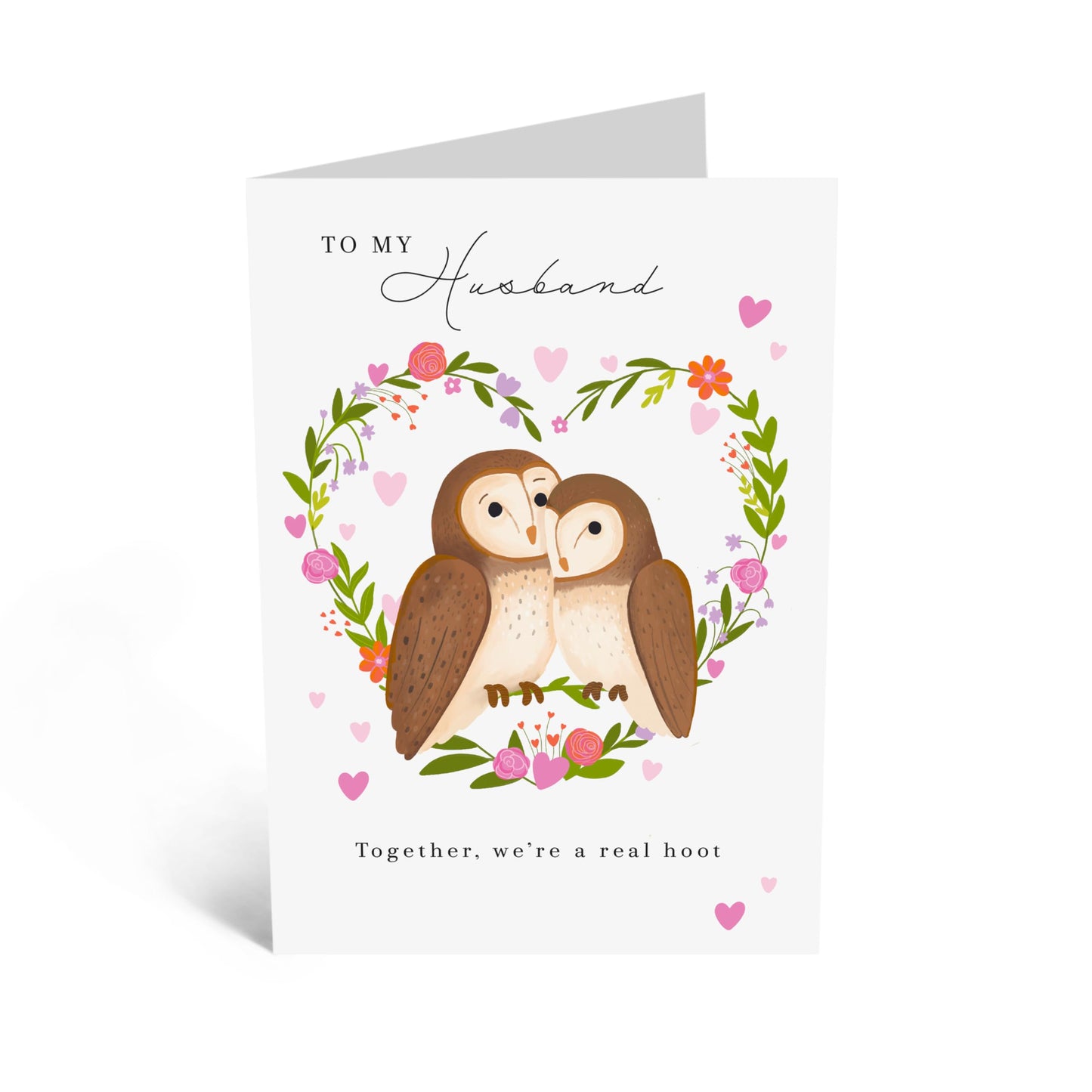 Playful Greeting Card - 'OWL HUSBAND HOOT' - Ideal for Celebrating Your Love to Husband with a Fun and Whimsical Touch - Perfect for Anniversaries or Just Because - Comes with Stickers by Central 23