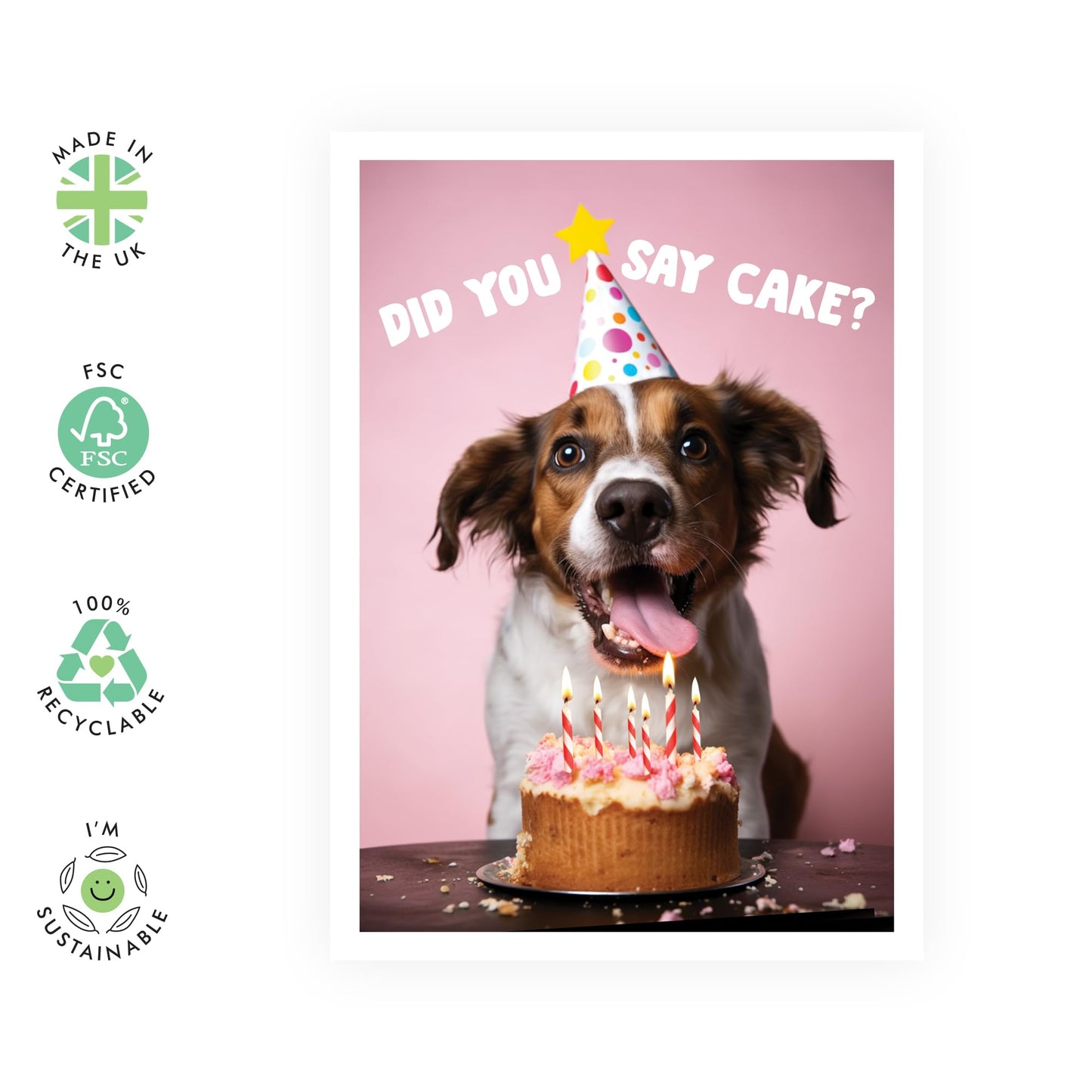 Dog Birthday Card - Did You Say Cake? Dog Birthday - Birthday Cards For Dog - Greeting Cards From Fur Parents - Gifts From Pets Fur Mum Dad - From Pet Owners Comes With Fun Stickers By Central 23